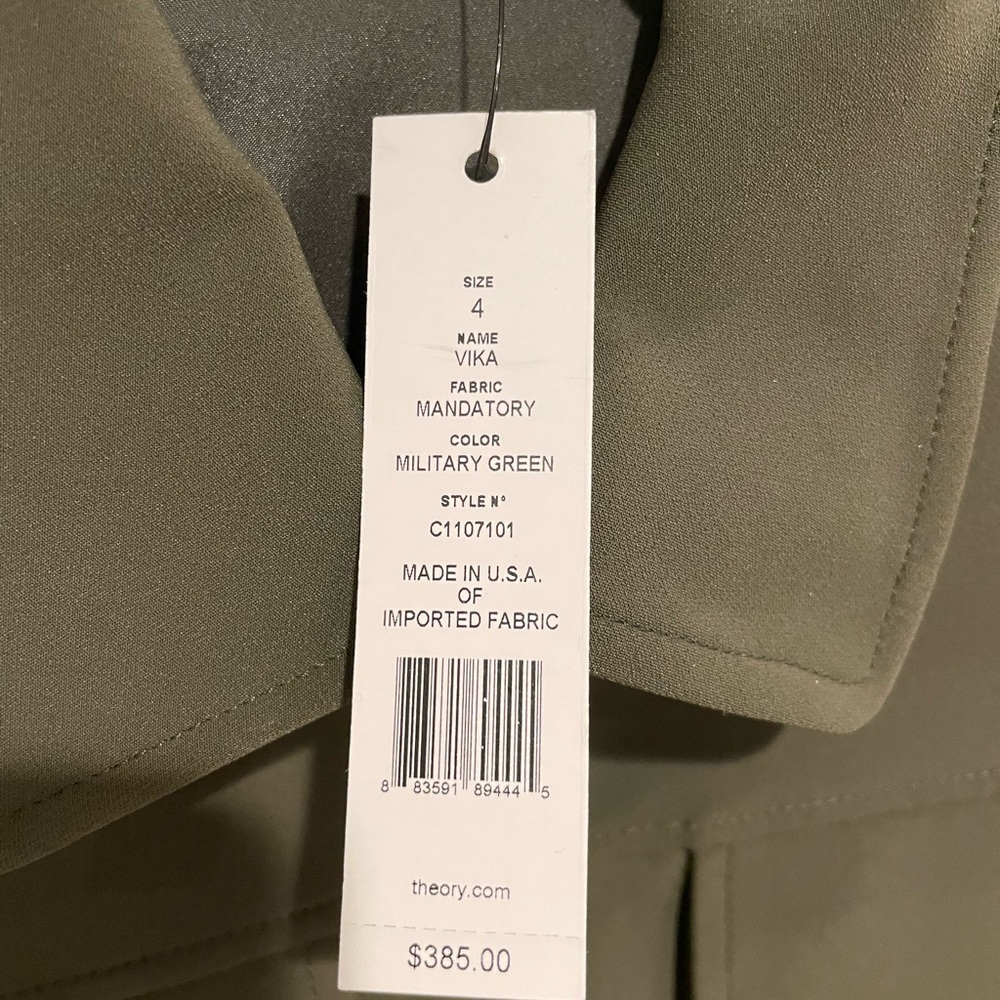 Theory Military Green crop jacket Brand New
